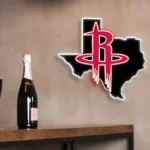 Houston Rockets Neon Sign Texas State Map 1
