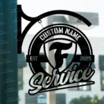 Hunting Fishing Metal Sign Bespoke Logo Firestone Metal Hanging Sign Car Garage Decor 1