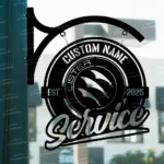 Hunting Fishing Metal Sign Bespoke Logo Lister Metal Hanging Sign Car Garage Decor 1