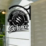 Hunting Fishing Metal Sign Bespoke Logo Lister Metal Hanging Sign Car Garage Decor 1