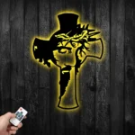 Hunting Fishing Metal Sign Cross With Jesus 1