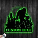 Hunting Fishing Metal Sign Custom Bigfoot Fishing 1