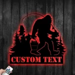 Hunting Fishing Metal Sign Custom Bigfoot Fishing 1