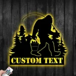 Hunting Fishing Metal Sign Custom Bigfoot Fishing 1