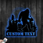 Hunting Fishing Metal Sign Custom Bigfoot Fishing 1