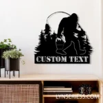 Hunting Fishing Metal Sign Custom Bigfoot Fishing 1