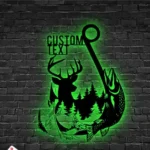 Hunting Fishing Metal Sign Custom Deer And Fish Hunting 1