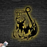 Hunting Fishing Metal Sign Custom Deer And Fish Hunting 1
