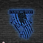 Hunting Fishing Metal Sign Custom Deer Head Skull Us Flag 1