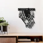 Hunting Fishing Metal Sign Custom Deer Head Skull Us Flag 1