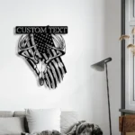 Hunting Fishing Metal Sign Custom Deer Head Skull Us Flag 1