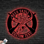 Hunting Fishing Metal Sign Custom Deer Skull And Gun 1