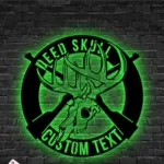 Hunting Fishing Metal Sign Custom Deer Skull And Gun 1