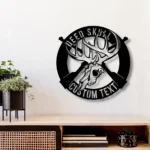 Hunting Fishing Metal Sign Custom Deer Skull And Gun 1