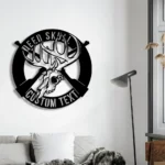 Hunting Fishing Metal Sign Custom Deer Skull And Gun 1