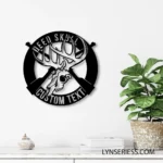 Hunting Fishing Metal Sign Custom Deer Skull And Gun 1