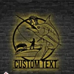 Hunting Fishing Metal Sign Custom Fisherman Catching Marlin 1