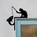 Hunting Fishing Metal Sign Fishing Cat 1