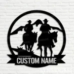 Hunting Fishing Metal Sign Personalized Cowboy Cowgirl Couple 1