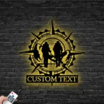 Hunting Fishing Metal Sign Personalized Hiker Compass Couple 1