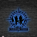 Hunting Fishing Metal Sign Personalized Hiker Compass Couple 1