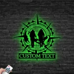 Hunting Fishing Metal Sign Personalized Hiker Compass Couple 1