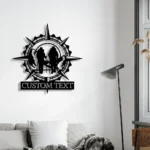 Hunting Fishing Metal Sign Personalized Hiker Compass Couple 1