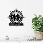 Hunting Fishing Metal Sign Personalized Hiker Compass Couple 1