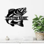 Hunting Fishing Metal Sign Personalized Walleye Fisher Name 1