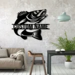 Hunting Fishing Metal Sign Personalized Walleye Fisher Name 1