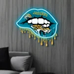 Jacksonville Jaguars Neon Sign Dripping Lips 1