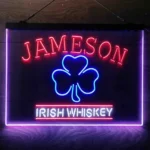 Jameson Irish Neon Sign Whiskey Shamrock 3 Color 1