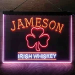 Jameson Irish Neon Sign Whiskey Shamrock 3 Color 1