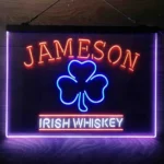 Jameson Irish Neon Sign Whiskey Shamrock 3 Color 1