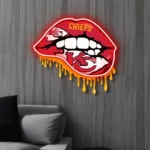 Kansas City Chiefs Neon Sign Dripping Lips 1