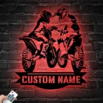 Kiss Metal Sign Personalized Motocross Rider Couple 1