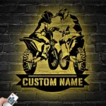 Kiss Metal Sign Personalized Motocross Rider Couple 1