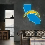 Los Angeles Chargers Neon Sign California State Map 1