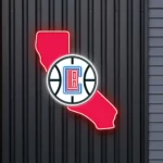 Los Angeles Clippers Neon Sign California State Map 1