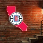 Los Angeles Clippers Neon Sign California State Map 1