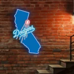Los Angeles Dodgers Neon Sign California State Map 1