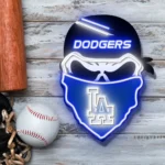 Los Angeles Dodgers Neon Sign Skull 1