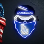 Los Angeles Dodgers Neon Sign Skull 1