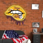 Los Angeles Lakers Neon Sign Dripping Lips 1