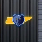 Memphis Grizzlies Neon Sign Tennessee State Map 1