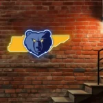 Memphis Grizzlies Neon Sign Tennessee State Map 1