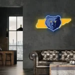 Memphis Grizzlies Neon Sign Tennessee State Map 1
