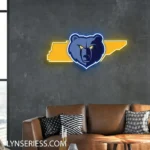Memphis Grizzlies Neon Sign Tennessee State Map 1
