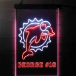 Miami Dolphins Neon Sign Detailed Team Number 1