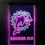Miami Dolphins Neon Sign Detailed Team Number 1